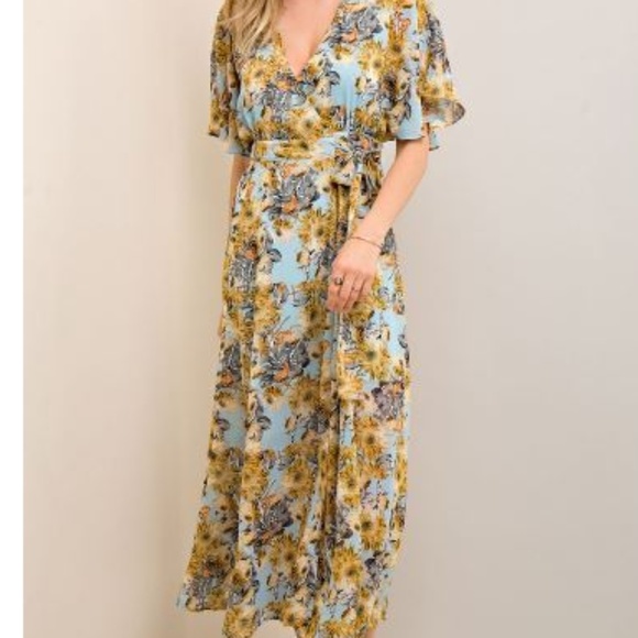 Floral print wrap-style maxi dress - Picture 2 of 6